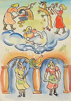 Cleaning Prints: Design: Mrs. Holle, 1943. Creator: Anny Dollschein