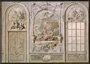 Design for mural decoration, Italy, (1928). Creator: Unknown Design for mural decoration, Italy, (1928). Creator: Unknown