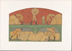Hand Cart Prints: Design for painting in the Berlage stock exchange: De Handel