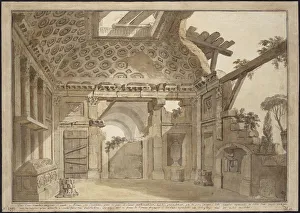 White Colour On Paper Prints: Design for the paintings in the cell of Father Lesueur in the Monastery of Santissima Trinita dei Mo
