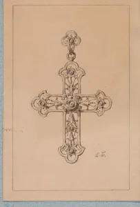 Diamonds Prints: Design for Pendant with Diamonds, c.1864-c.1894. Creator: Henri Cameré