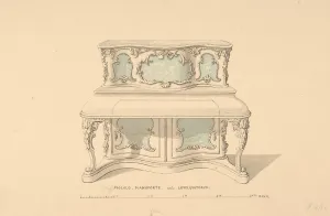 Pianoforte Prints: Design for Piccolo Pianoforte, Louis Quatorze Style, 1835-1900