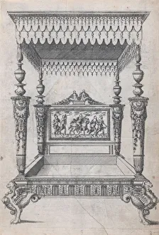 Cerceau Jacques Androuet Du Prints: Design for a Four Poster Bed, 1565-70. Creator: Jacques Androuet Du Cerceau