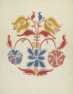 Floral Print Prints: Design from Proposed Portfolio, 1935/1942. Creator: Unknown