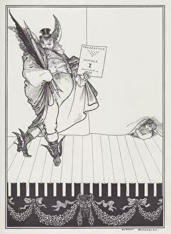 Winged Figure Gallery: Design for the Prospectus of the Savoy, I, 1895. Creator: Aubrey Beardsley
