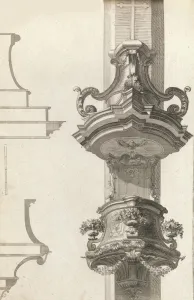 Design for a Pulpit, Plate 2 from an Untitled Series of Pulpit Designs, Pri... Printed ca. 1750-56. Creator: Martin Engelbrecht