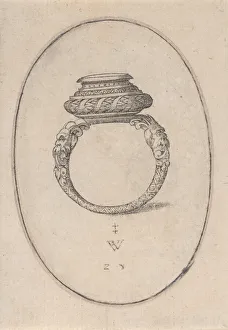 Pierre Woeiriot Prints: Design for a Ring, Plate 28 from Livre d Aneaux d Orfevrerie, 1561
