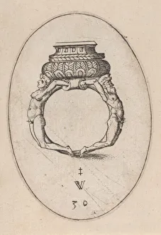Pierre Woeiriot Prints: Design for a Ring, Plate 30 from Livre d Aneaux d Orfevrerie, 1561