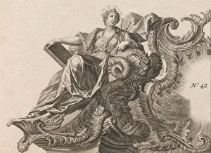 Design for a Rocaille Cartouche with the Figure of Prudentia, Plate 1 Design for a Rocaille Cartouche with the Figure of Prudentia, Plate 1