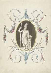 Wall Decoration Prints: Design for room decorations with a panel with a standing warrior