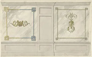 Wall Decoration Prints: Design for room decorations with two panels with ornaments