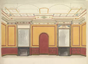 Crace Gallery: Design for a room with two fireplaces, ca. 1860. Creators: John Dibblee Crace