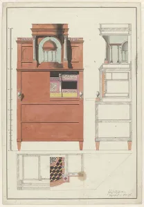 Inlaying Prints: Design for secretary desk, 1816. Creator: Unknown