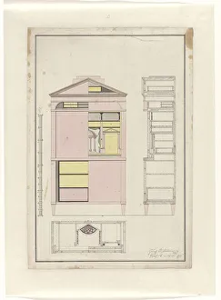 Secretaire Prints: Design for secretary desk, 1816. Creator: Unknown
