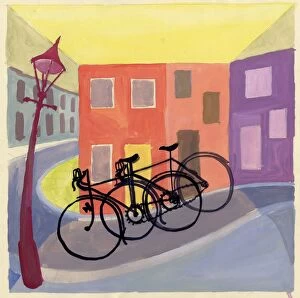 Bicycles Collection: Design for a shop window, 1950. Creator: Shirley Markham