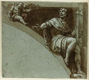 St Jude Prints: Design for a Spandrel: A Roman Martyr and Two Putti-Saint Jude the Apostle