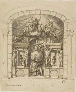 Design for Stage Scenery (Hampton Court) with Mythological Figures, 1695 / 1734
