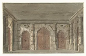 Closed Prints: Design for a stage set for a prison vestibule, 1779. Creator: Pieter Barbiers