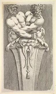 Bacchanalian Gallery: Design for a Term with Two Bacchic Figures, from: Curieuses recherches de plusieurs beaus