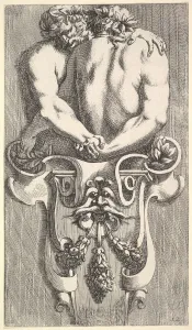 Design for a Term with Two Embracing Satyrs, from: Curieuses recherches de plusieurs Design for a Term with Two Embracing Satyrs, from: Curieuses recherches de plusieurs