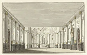 Absence Prints: Design for a theater decor of a church interior, 1779. Creator: Pieter Barbiers