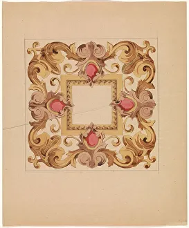 Tile Prints: Design for a tile, c.1850. Creator: Anon