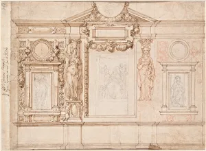 Design for a Wall Decoration with Pasted-in Sketches after Raphael (verso), c. 1580s-90s