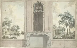 Jurriaan Andriessen Prints: Design for a wall painting with fireplace, 1752-1819. Creator: Juriaan Andriessen