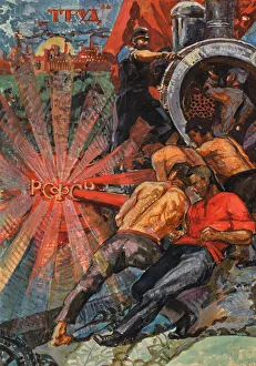 Rail Gallery: Design For The Wall Panel Labour In The Orenburg Garrison Club, 1922