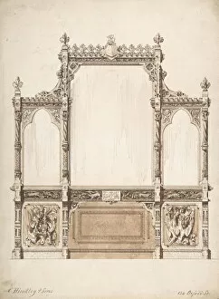 Charles Hindley And Sons Collection: Design for Wall with Wooden Trim, 1841-84. Creator: Charles Hindley & Sons