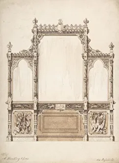 Design for Wall with Wooden Trim, 1841-84. Creator: Charles Hindley & Sons Design for Wall with Wooden Trim, 1841-84. Creator: Charles Hindley & Sons