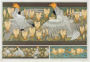 Magnolia Prints: Design for wallpaper border Cockatoo and Magnolia, pub. 1897. Creator
