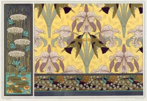 Lanimal Dans La Decoration Prints: Design for wallpaper border, fabric and panel: Dragonflies; Waterlillies