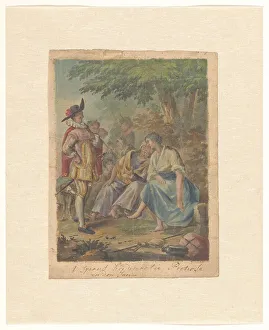 Watercolor Paint Prints: Design for wallpaper or painting with the Spanish Heidin Preciosa and Don Juan