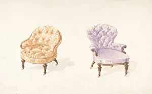 And Sons Prints: Designs for Two Chairs, 1841-84. Creator: Charles Hindley & Sons