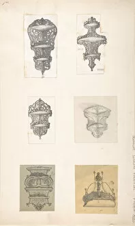 Six Designs for Hanging Shelves, 19th century. 19th century. Creator: Anon