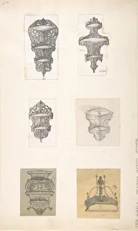 Six Designs for Hanging Shelves, 19th century. 19th century. Creator: Anon Six Designs for Hanging Shelves, 19th century. 19th century. Creator: Anon