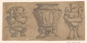 Vases Prints: Three designs for vases, c.1780-c.1800. Creator: Unknown