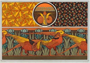 Pheasant Prints: Designs for wallpaper border and fabric: Birds ;Ladybirds and Maiden Hair Fern