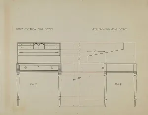 Elevation Prints: Desk, 1935/1942. Creator: Unknown