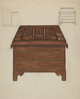 Rex Edna C Prints: Desk, c. 1940. Creator: Edna C. Rex
