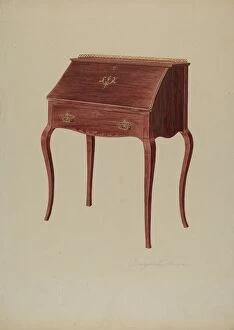 Wood Carving Gallery: Desk (Lady s), c. 1940. Creator: Georgine E. Mason