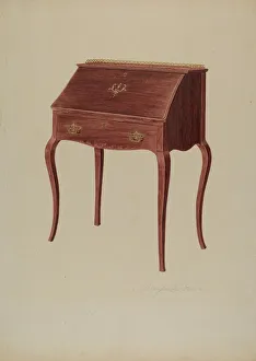 Wood Carving Gallery: Desk (Lady s), c. 1940. Creator: Georgine E. Mason