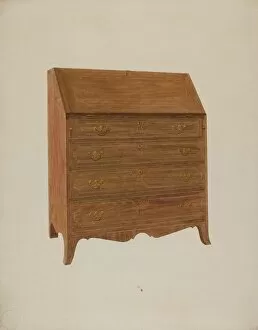 Henry Moran Gallery: Desk-White Oak, c. 1940. Creator: Henry Moran