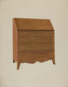 Henry Moran Gallery: Desk-White Oak, c. 1940. Creator: Henry Moran