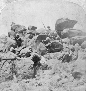 A desperate stand at the Modder River, South Africa, 2nd Boer War, 18 December 1899. Artist: Underwood & Underwood