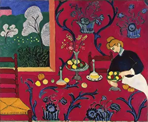 Modernism Prints: The Dessert: Harmony in Red (The Red Room), 1907. Creator: Henri Matisse