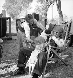 Deck Chair Prints: Destitute family, American River camp