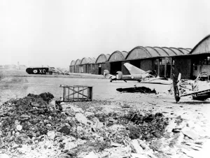 Occupied Prints: Destroyed aircraft at Le Bourget airfield, German-occupied Paris, July 1940