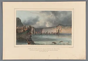 Raffet Denis Auguste Marie Prints: Destroyed bridge, 1832, (1833). Creator: Auguste Raffet